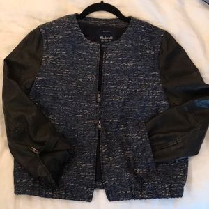 Madewell Leather and Tweed Bomber